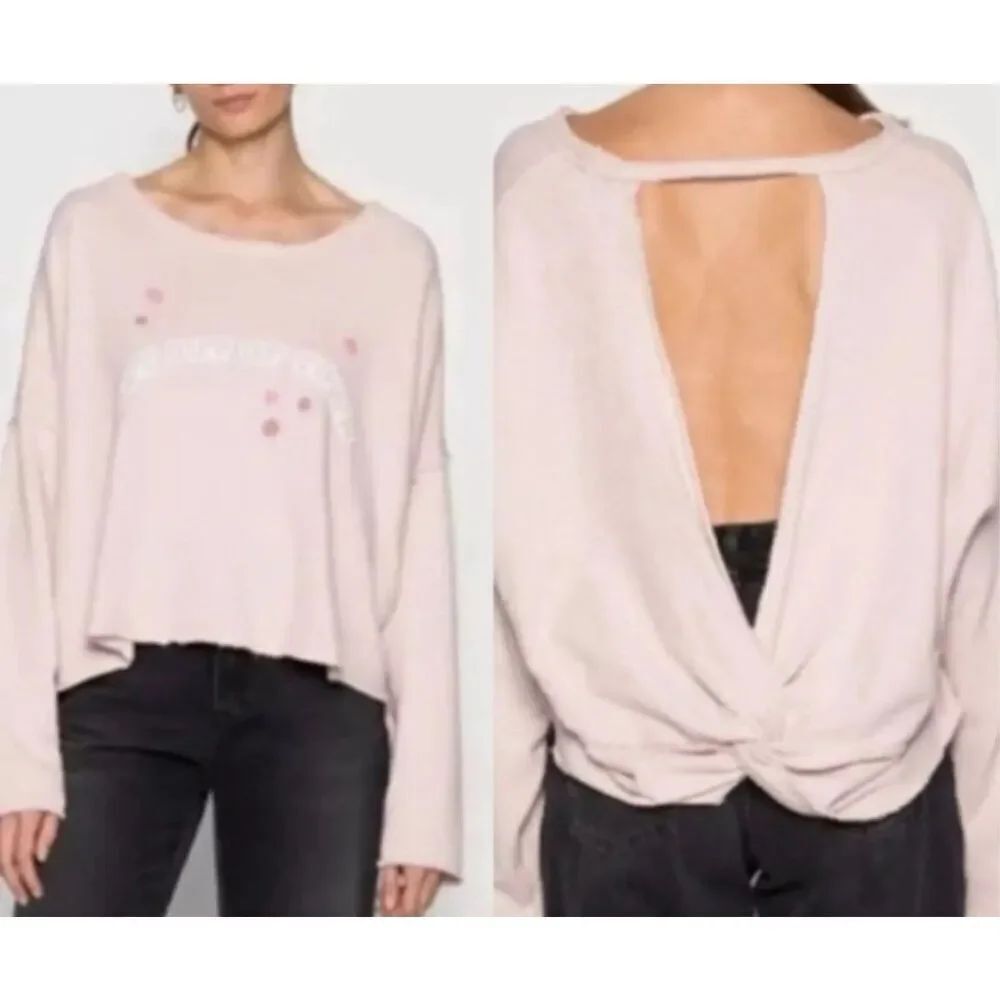 Aerie NWOT Get Out Town Tie Back Sweatshirt pink sz Medium